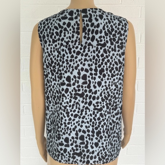 New Theory Silk Leopard Print Slate Blue Sleeveless Blouse Size S New With Tags - Picture 5 of 13